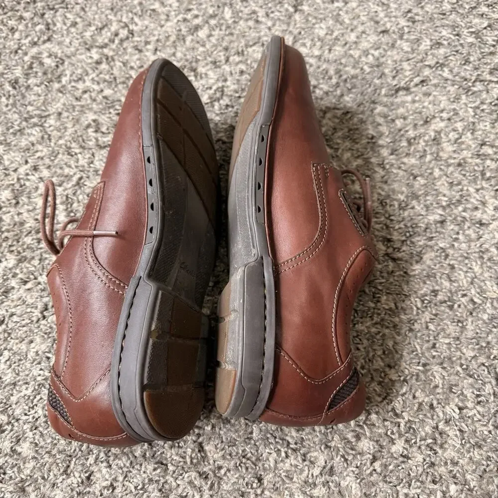 Clarks Un Corner Shoes Mens 10 M Brown Leather Lightweight Plain Toe Oxford Shoe